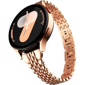 GELISHI Slim Metal Band Compatible with Galaxy Watch 7 Band 6 5 4 FE 40mm /44mm Women, 20mm Thin Stainless Steel Strap for Galaxy Watch 6 Classic 43mm/47mm/ 4 Classic 42mm/46mm /5 Pro 45mm (Rose Gold)