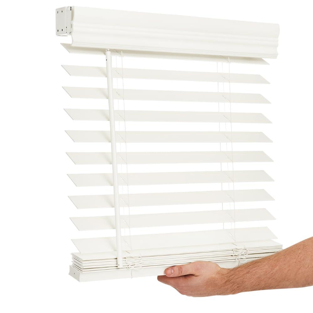 LOTUS & WINDOWARE Cordless 2" Faux Wood Blinds with a Designer Crown Valance 34x72