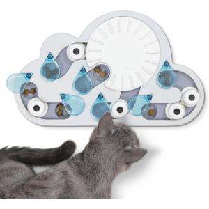Catstages NinaOttosson Rainy Day Puzzle & Play  Interactive Cat Puzzle Feeder for Indoor Cats, 19 Hidden Treat Compartments, Slow Feeder, Durable & EasyClean