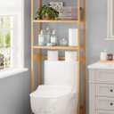 AMBIRD Over The Toilet Storage, 3-Tier Bathroom Organizer Over Toilet with Sturdy Bamboo Shelves,Multifunctional Toilet Shelf,Easy to Assemble and Saver Space, 25 * 10 * 64 Inches (Original Color)