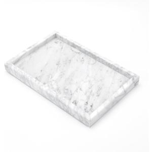Yew & Tulip Natural Carrara White Marble Vanity Tray, Natural White Marble Serving Tray for Bathroom, Kitchen, Vanity, Home Decor, Wedding etc.