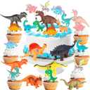 25Pcs Dinosaur Birthday Decorations Mini Dino Figures Cupcake Toppers Animal Theme Party Cake Baby Shower Supplies