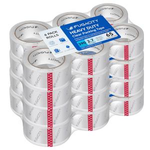 FugaCity Clearer Packing Tape Refills (24 Rolls),Heavy Duty Packaging Tape for Moving Sealing, Moving Supplies Shipping Tape,2.7 Mil Thick, 1.88 in Wide,65 Yards Per Roll,Total 1560 Yards