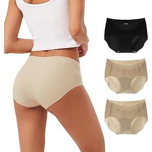 INNERSY Women's Seamless No Show Hipster Panties Invisible Light Underwear 3-Pack, Size S 