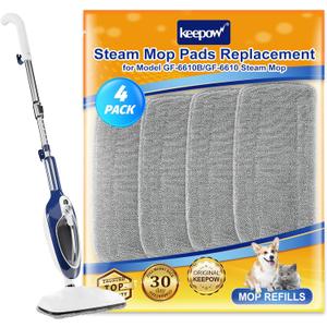 KEEPOW Steam Mop Pads Compatible with Mxnsewr Steam Mop, Compatible with GorFanty Steamer Mop GF-6610B/GF-6610, Fit for Neugo Steam Mops NE033, 4 Pack Spiral Microfiber Steam Mop Replacement Pads