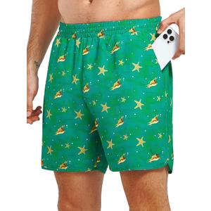 NORTHYARD Mens Swim Trunks 5" Beach Swim Shorts Quick Dry Bathing Suit with Mesh Liner Packable (Green, M)