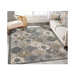 Lahome Moroccan Trellis Washable Area Rugs, 3x5 Rug for Bedroom Entryway Indoor Non-Slip, Small Oriental Accent Carpet for Living Room Kitchen Bathroom Office, Grey