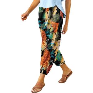 Women's Casual Lantern Tapered Harem Pants Loose Fit Style Flax Ankle Trousers Summer Baggy Slacks with Pocket (M)