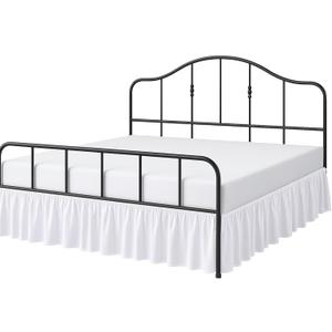 Cottington Lane Ruffled Bed Skirt King Size with Split Corner, Brushed Microfiber Hotel Quality White Dust Ruffle, 12 Inch Drop Gathered Bedskirt, Soft and Stylish, Shrinkage and Fade Resistant