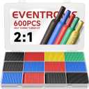 Eventronic 600PCS Heat Shrink Tubing 2:1, Electrical Wire Cable Wrap Assortment Electric Insulation Heat Shrink Tube Kit with Box(5 colors/12 Sizes), Black, Red, Blue, Yellow, Green | 5 Colors 12 Sizes, Easy To Use, Fast Shrink, Industrial Electrical Wire Cable Wrap Assortment Electric Insulation