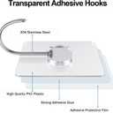 Large Adhesive Hooks,Transparent Seamless Stainless Steel Ultra Strong Wall Hooks for Kitchen Bathroom Ceiling Door Utility Hooks 14 PCS