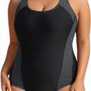 Aqua Eve Plus Size Swimsuits Athletic One Piece Bathing Suit for Women Tummy Control Slimming Swimwear (Grey) 
18 Plus