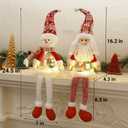 Juegoal 2 Pack Lighted Christmas Santa & Snowman with Dangling Legs, 24" Handmade Plush Figurines with Miniature Xmas Scenes in Belly, Battery Operated Tabletop Dinner Party Ornaments