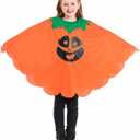 Seasons Pumpkin Cape for Kids, Halloween Costume With Headband and Pumpkin Bag for 4-9Y