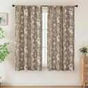 Aiyufeng Taupe Floral Curtains for Living Room Bedroom 63 Inches Long, Elegant Flower Print Patterned Light Filtering Textured Rod Pocket Window Treatments Drapes Farmhouse, W40 X L63 Inch