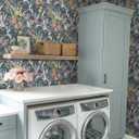 Dimoon 338"x17.3" Vintage Wallpaper Floral Peel and Stick Wallpaper Boho Contact Paper Dark Blue Cute Flower Removable Wall Paper Renter Friendly Kitchen Shelf Liner Bathroom Self Adhesive Vinyl Roll