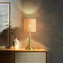 Ziqqeelam Gold Rattan Table Lamp for Bedroom, Brass Cute Wicker Lamps for Bedside Nightstand, Small Table Shape Lamps for Small Spaces for Kitchen Counter, Home Office, Living Room, Kids Dorm