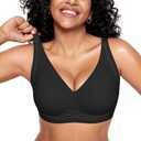 Seamless Wireless Bras for Women Full Coverage Push Up Bra Comfortable No Underwire Bralettes Deep V with Support and Lift (XX-Large, Black)