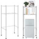 Threehoney 2 Tier Mini Fridge Shelf Over Fridge Storage Mini Fridge and Microwave Stand for College School Dorm Office Space Dorm Room Saver Supply, 18" D x 24" W x 52" H (Silver)