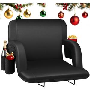 HOPERAN Stadium Seats for Bleachers with Back Support, Half-fold Portable Bleacher Chairs with Back and Cushion, 600D Waterproof Reclining Extra Wide Bleacher Seat for Outdoor Sports, 1 pc