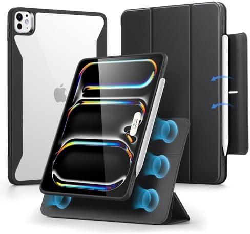 ESR for iPad Pro 13 Inch Case M4(2024), iPad Pro 13 Case with Pencil Holder, Removable Magnetic Cover, Vertical Stand, Fully Supports Pencil Pro and Pencil(USB-C), Rebound 360 Series, Black