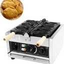 Taiyaki Fish Waffle Maker 3pcs Non-stick Electric Cake Waffle Maker Taiyaki Baker Fish Shaped Waffle Cones,stainless steel, for Family, Restaurants, Snacks