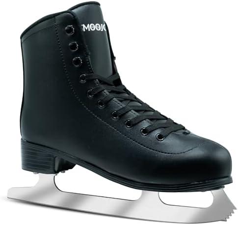 SMOOJOY Figure Skates for Women and Men Classic Ice Skates Indoor Outdoor Lace-Up Fun Ice Skate Shoes for Kids Adult, US Size: 2Y (Kids / Youth), EU Size: 34