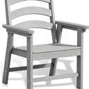 Patio Dining Chair Set, HDPE Outdoor Chairs with 385 lbs Weight Capacity, All Weather Fire Pit Chair for Porch, Pool, Deck, Backyard, Garden - Grey