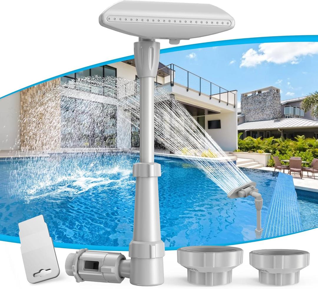 Auto-Swing Pool Fountain for Above/Inground Pools, Cooling Waterfall Pool Sprinkler Wide Spray Coverage Adjustable Pressure & Height 16-23", Garden/Yard Outdoor Decorations, Swimming Pool Accessories
