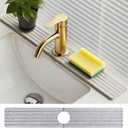 Stone Faucet Mat for Kitchen Sink, 23.6" Absorbent Diatomite Fast Drying Faucet Mat, Stone Quick Dry Sink Splash Guard for Kitchen, Bathroom Counter, Light Gray