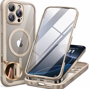 Miracase Magnetic for iPhone 16 Pro Case Full-Body Phone with Built-in Glass Screen Protector, [Compatible with MagSafe] Military Drop Proof 16 Pro Cover Bumper 6.3 inch, Gold