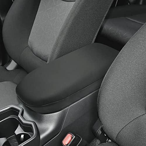 INTGET Center Console Armrest Cover for Toyota RAV4 Accessories 2025 2024 2023 2022 2021 2020 2019 Leather Middle Console Lid Cover Arm Rest Covering Car(Black with Cushion Flat)