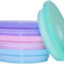 4 Pack Acrylic Lids for Glass Cups with Bamboo Lids and Straws, 2.75 inch/70 mm Acrylic Lids for 16 OZ Beer Can Cups with Wooden Lids, Replacement Canning Lids for 16OZ 20 OZ Glass (Multiple Colors)