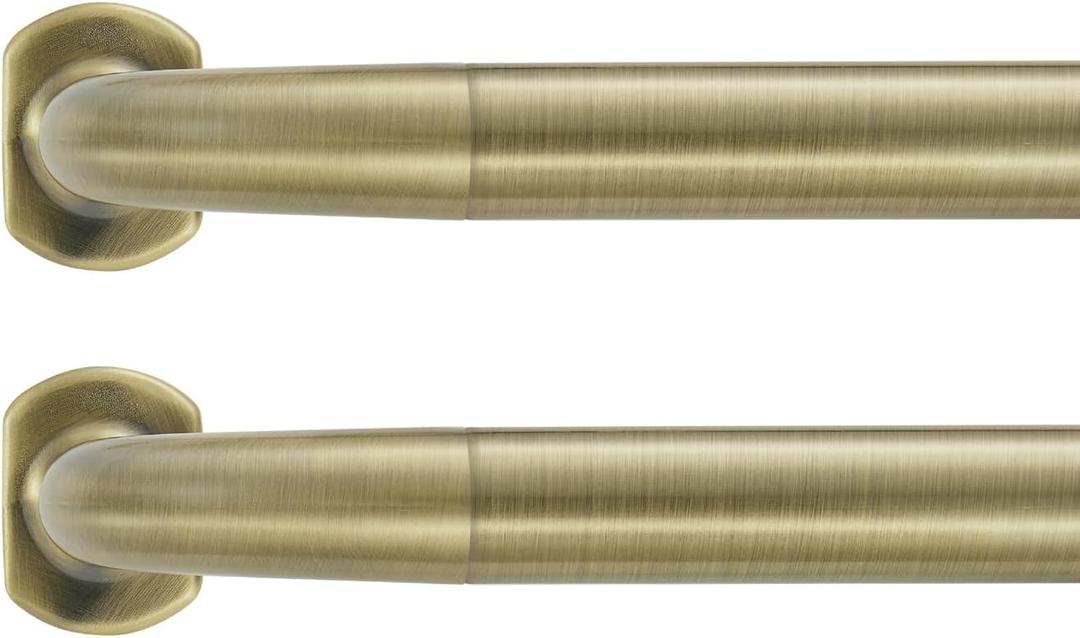 2 Pack 1Inch Diameter Wrap Around Curtain Rods, 28-48Inch Adjustable Length Room Darking Curtain Rods with Aluminum Finials and Brackets, Antique Bronze