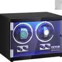 VEVOR Watch Winder, Rotating Watch Box for High-End Automatic Watches, 2 Watch Winder Case with Quiet Japanese Motors, LED Light, Adjustable Direction and Speed, Multi Modes