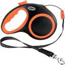 Retractable Dog Leash 30 FT, HH Together 360 Tangle-Free Leash for Medium Large Dogs up to 77 lbs, Heavy Duty, One-Handed Brake, Pause, Lock, Black and Orange