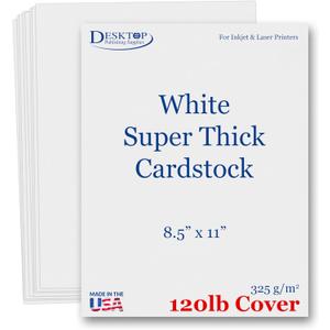 120lb Cover Thick Cardstock Paper - Plain Heavy Bright White Stock - 8.5" x 11" (50 Sheets)