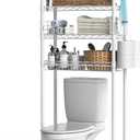 Hodonas Over The Toilet Storage, Adjustable Bathroom Organizer Shelves Space Saver Over Toilet, Sturdy 4 Tier Above Toilet Storage Rack, Freestanding Over-The-Toilet Storage Shelf, White