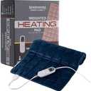 Berkshire Weighted Heating Pad for Pain Relief -18"x33" Electric Heat Wrap with 10 Heat Settings, Auto Shut Off -Targets Back, Neck, Shoulder, Leg, Abdomen Cramps -Machine Washable & Portable, Blue