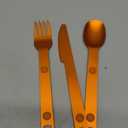 Magnetic Camping Utensils Set, Portable & Reusable Metal Travel Flatware, Camping Cutlery Set, Knife, Fork & Spoon, 3-PACK, Orange