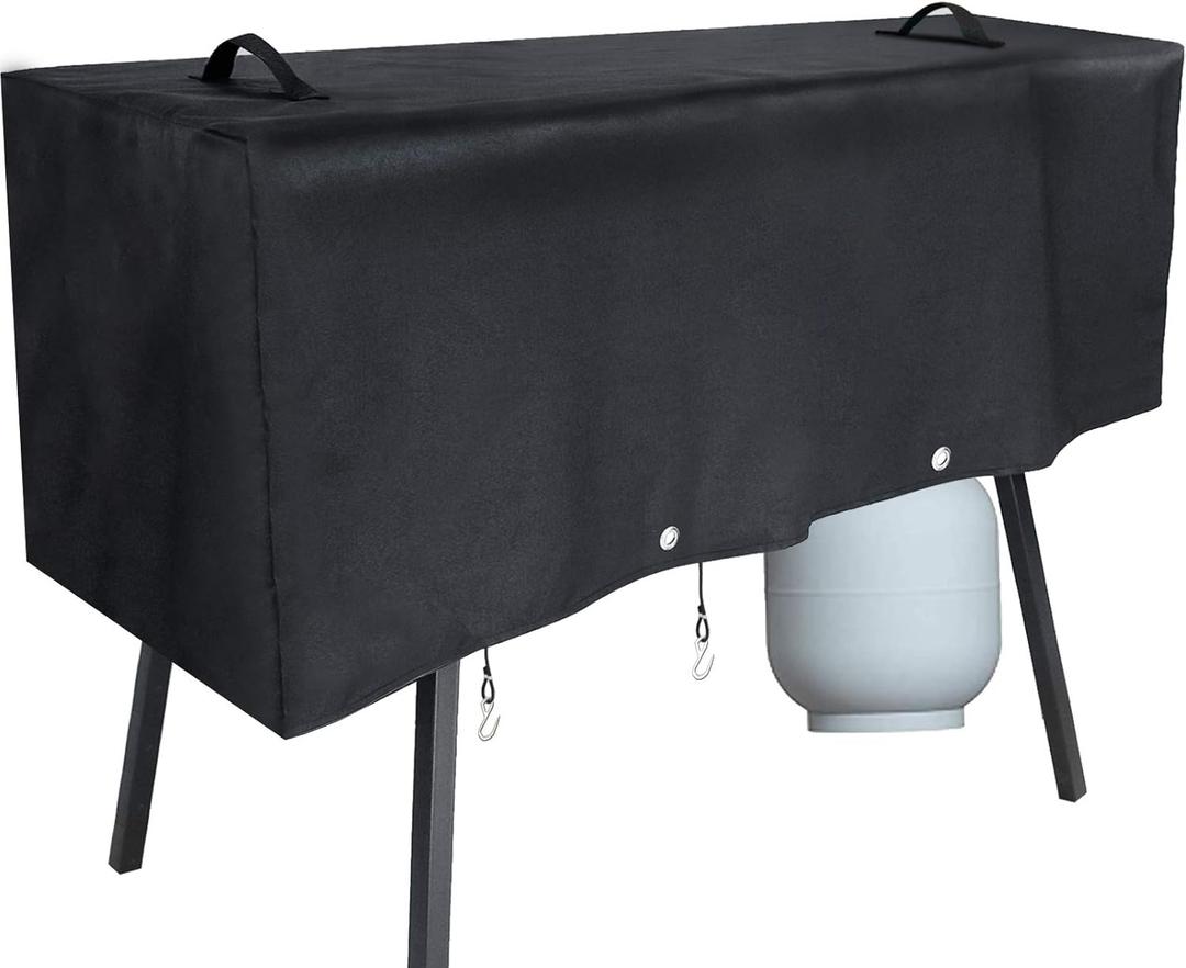 Heavy-Duty Waterproof Patio Grill Cover for Camp Chef 3 Burner Stoves, Durable Material for PRO90, TB90LW, TB90LWG, TB90LWG15, GB90D, SPG90B, Secure Hook Design, Convenient Handle, Black