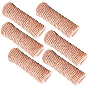 SOHLER 6 Packs Closed Toe Caps Finger Covers Sleeve Protectors, Stretchable Fabric Lined with Soft Gel (Small 3/8"x 2-1/2")