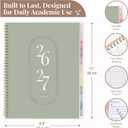 Rileys Academic Planner 2026-2027, Daily, Weekly & Monthly Planner, July 2026 - June 2027, Student Notes Pages, Twin-Wire Binding, Weekly Agenda for School & Work (8.5 x 11-Inches, Green)