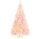 7.5FT Pre-Lit Snow Flocked Pink Christmas Tree 1100 Tips W/ 450 Lights & 8 Modes