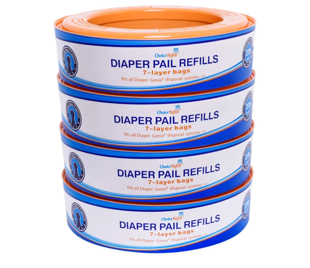 ChoiceRefill Compatible with Diaper Genie Pails, 4-Pack, 1080 Count