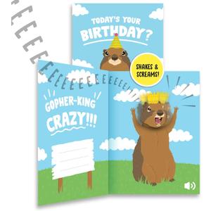 Prank Birthday Card - Funny Greeting Card With Annoying Sound - Screaming Gopher - Surprise Laughs Jokes Gag - Prank Gifts For Mom Dad Brother Sister Men Women Him Her Grandpa - Comes With Envelopes
