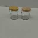 Small Glass Containers with Lids, 8 oz Glass Jars with Plastic Woodgrain Lids & Inner Liners, Reusable Travel Containers for Creams, Makeup, Lotion, Cosmetic - 2 pack