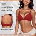 Werkiss Wireless Bralettes for Women No Underwire Bras Sexy V Neck Everyday Bra with Adjustable Straps (Red, L)
