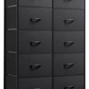 WLIVE Tall Black Dresser for Bedroom with 10 Drawers, Chest of Drawers, Dressers Bedroom Furniture, Storage Organizer Unit with Fabric Bins for Closet, Hallway, Living Room, Entryway