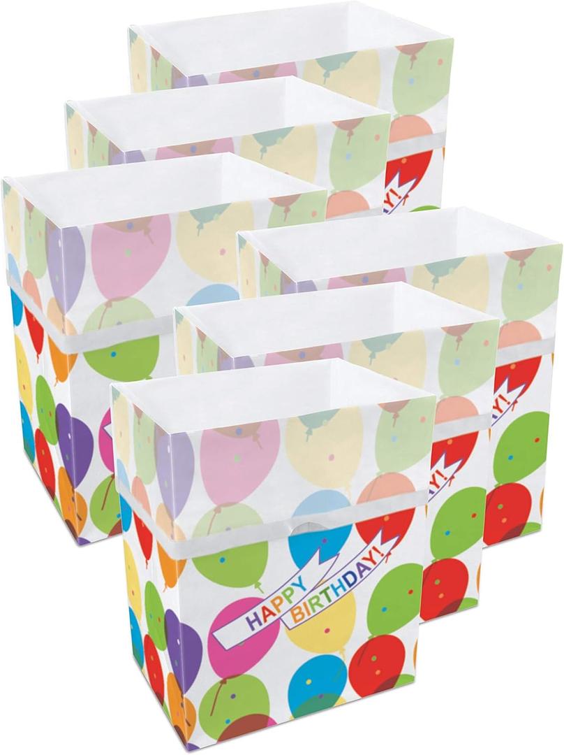 13 Gallon Disposable Pop-Up Trash Cans (6-Pack) with Fitted Bags  Foldable Garbage & Recycling Bins for Parties, Events & Kitchen (Birthday, 17" H x 13.5" W x 10" D)